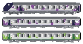 LS Models LS41251DC - H0 - 3-tlg. Set Personenwagen Normandie, SNCF, Ep. VI